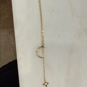 Gold Crescent Moon and Star Necklace